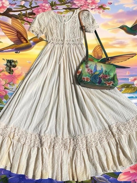 Free People Dresses & Skirts - Vintage 1970s Beverly Paige Crochet Lace Prairie Dress cottagecore hippie selkie